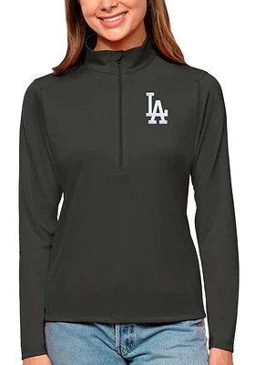 Antigua Los Angeles Dodgers Womens Grey Tribute Qtr Zip Pullover