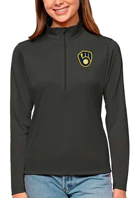 Antigua Milwaukee Brewers Womens Tribute Qtr Zip Pullover
