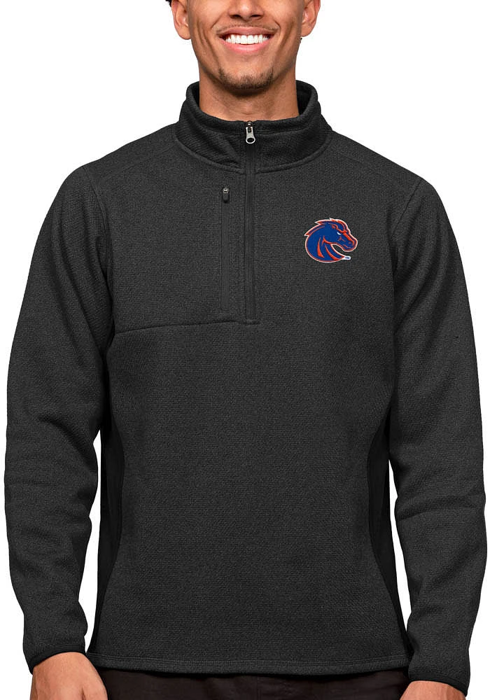 Antigua Boise State Broncos Mens Black Course Long Sleeve Qtr Zip Pullover