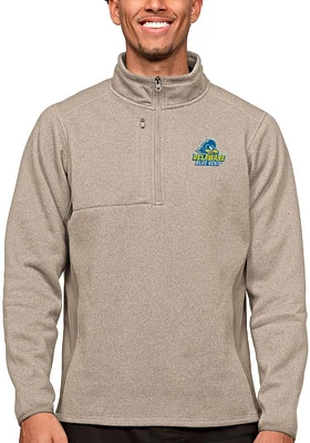 Antigua Delaware Fightin' Blue Hens Mens Oatmeal Course Long Sleeve Qtr Zip Pullover