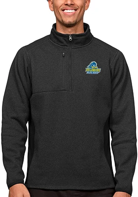 Antigua Delaware Fightin' Blue Hens Mens Black Course Long Sleeve Qtr Zip Pullover
