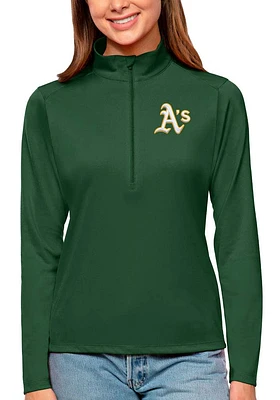 Antigua Oakland Athletics Womens Tribute Qtr Zip Pullover