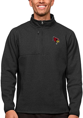 Antigua Illinois State Redbirds Mens Black Course Long Sleeve Qtr Zip Pullover