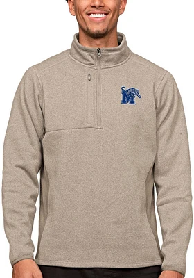 Antigua Memphis Tigers Mens Oatmeal Course Long Sleeve Qtr Zip Pullover
