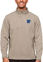 Antigua Memphis Tigers Mens Oatmeal Course Long Sleeve Qtr Zip Pullover