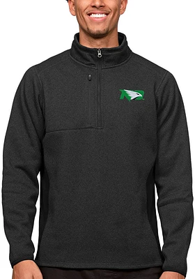 Antigua North Dakota Fighting Hawks Mens Black Course Long Sleeve Qtr Zip Pullover