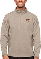 Antigua Northern Iowa Panthers Mens Oatmeal Course Long Sleeve Qtr Zip Pullover