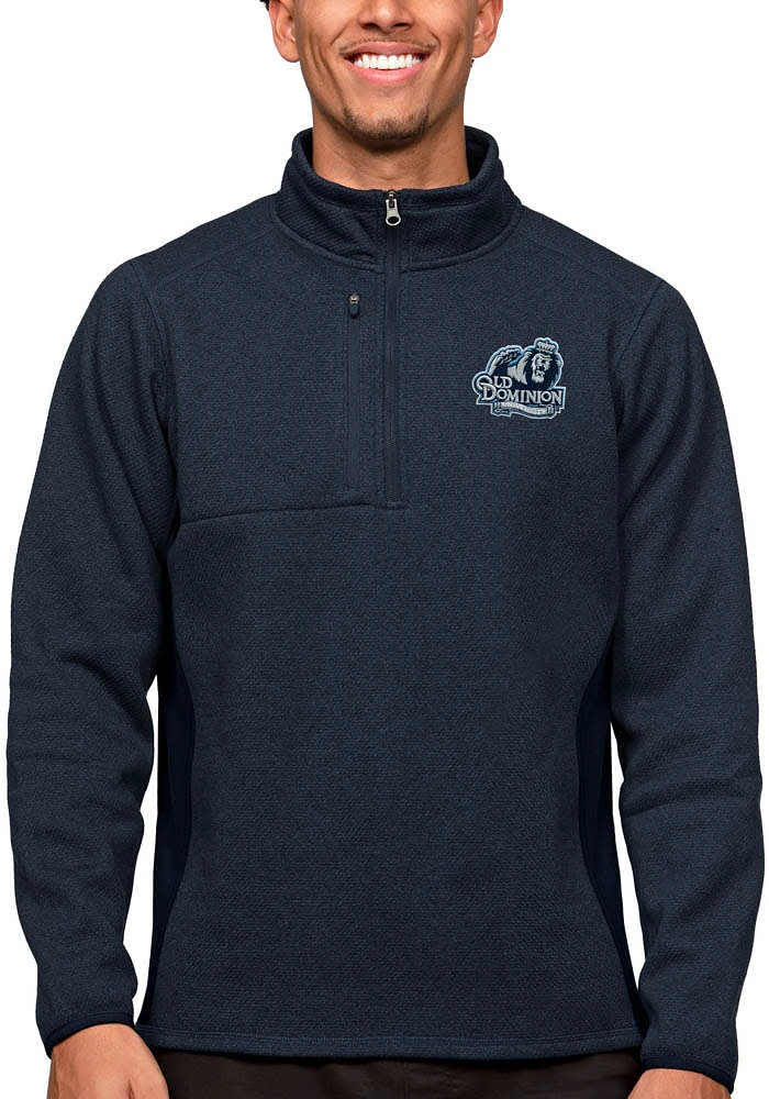 Antigua Old Dominion Monarchs Mens Navy Blue Course Long Sleeve Qtr Zip Pullover