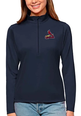 Antigua St Louis Cardinals Womens Navy Blue Tribute Qtr Zip Pullover