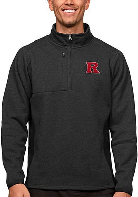 Mens Rutgers Scarlet Knights Black Antigua Course Qtr Zip Pullover