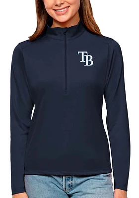 Antigua Tampa Bay Rays Womens Navy Blue Tribute Qtr Zip Pullover