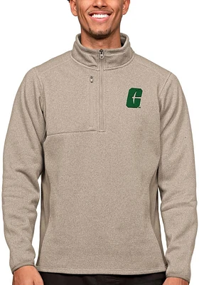 Antigua UNCC 49ers Mens Oatmeal Course Long Sleeve Qtr Zip Pullover