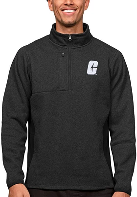 Antigua UNCC 49ers Mens Black Course Long Sleeve Qtr Zip Pullover