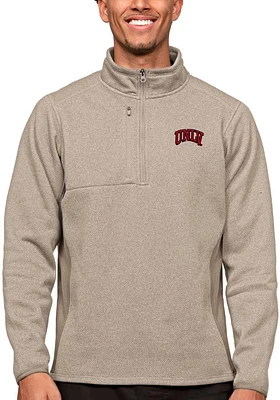 Antigua UNLV Runnin Rebels Mens Oatmeal Course Long Sleeve Qtr Zip Pullover
