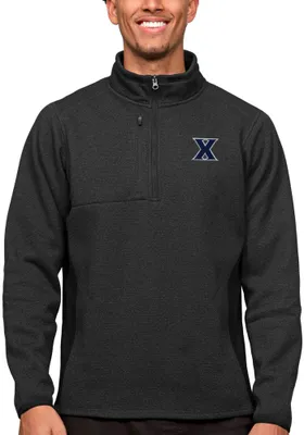 Antigua Xavier Musketeers Mens Black Course Long Sleeve Qtr Zip Pullover