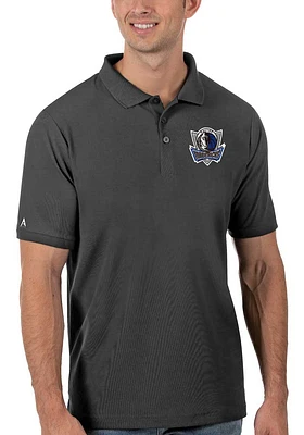 Antigua Dallas Mavericks Mens Grey Legacy Pique Short Sleeve Polo
