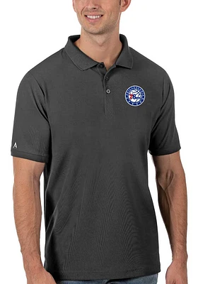 Antigua Philadelphia 76ers Mens Grey Legacy Pique Short Sleeve Polo