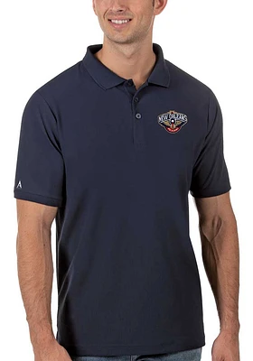 Antigua New Orleans Pelicans Mens Navy Blue Legacy Pique Short Sleeve Polo
