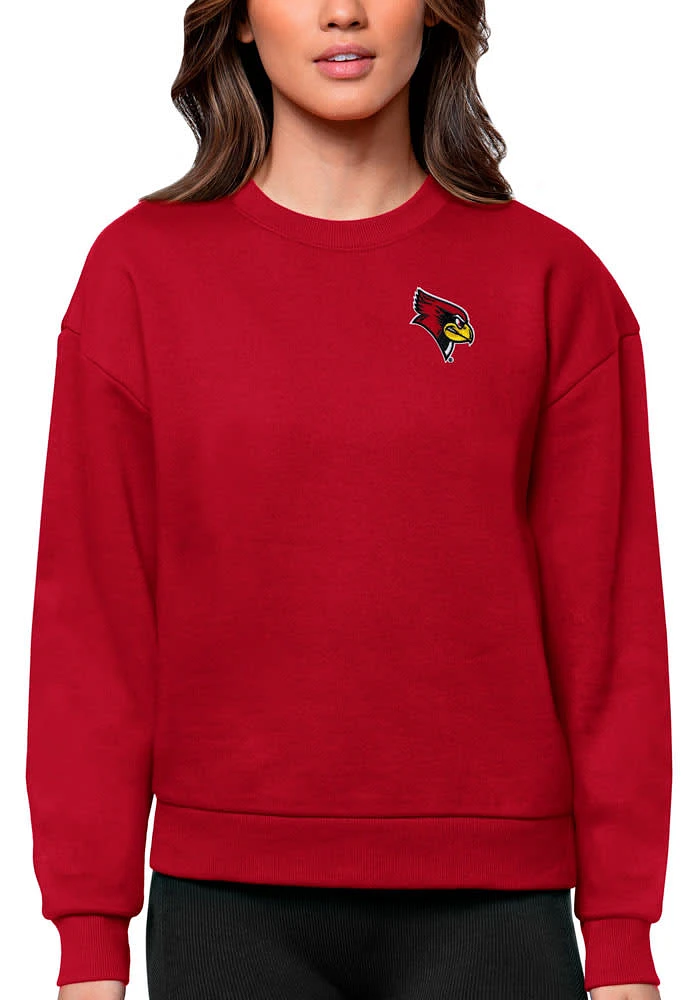 Antigua Illinois State Redbirds Womens Red Victory Crew Sweatshirt