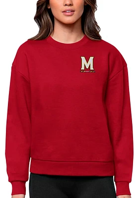 Antigua Maryland Terrapins Womens Red Victory Crew Sweatshirt