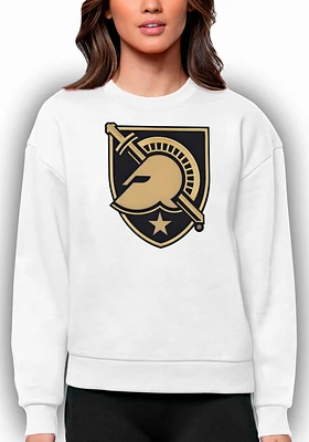 Antigua Army Black Knights Womens White Full Front Victory Crew Sweatshirt