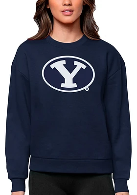 Antigua BYU Cougars Womens Navy Blue Full Front Victory Crew Sweatshirt