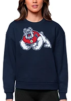 Antigua Fresno State Bulldogs Womens Navy Blue Full Front Victory Crew Sweatshirt