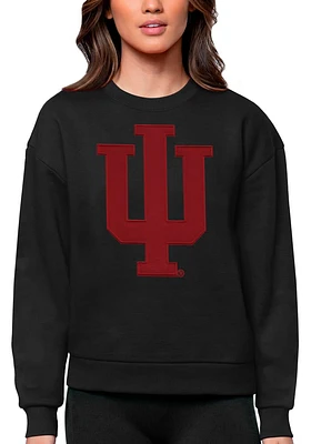 Womens Indiana Hoosiers Antigua Full Front Victory Crew Sweatshirt