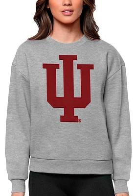 Antigua Indiana Hoosiers Womens Grey Full Front Victory Crew Sweatshirt