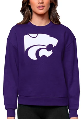 Womens K-State Wildcats Antigua Full Front Victory Crew Sweatshirt