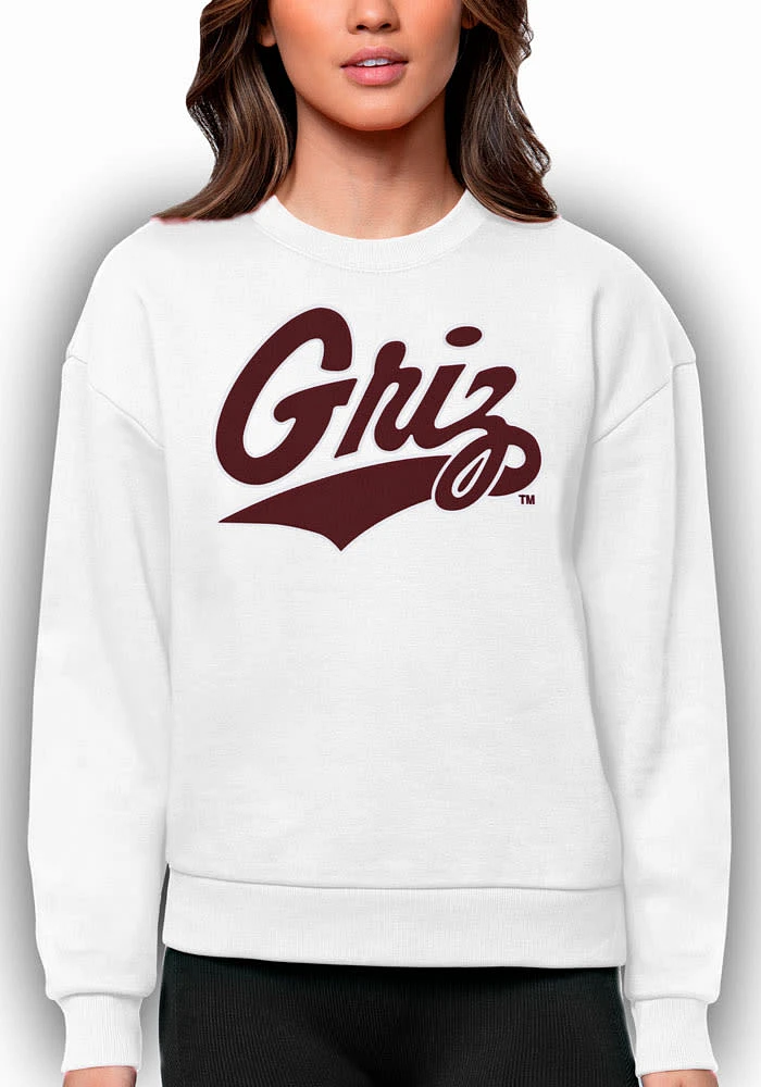 Antigua Montana Grizzlies Womens Full Front Victory Crew Sweatshirt