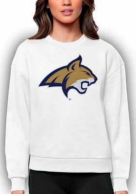 Antigua Montana State Bobcats Womens White Full Front Victory Crew Sweatshirt