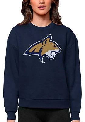 Antigua Montana State Bobcats Womens Navy Blue Full Front Victory Crew Sweatshirt
