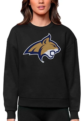 Antigua Montana State Bobcats Womens Black Full Front Victory Crew Sweatshirt