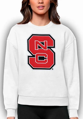 Antigua NC State Wolfpack Womens White Full Front Victory Crew Sweatshirt