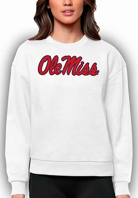 Antigua Ole Miss Rebels Womens Full Front Victory Crew Sweatshirt