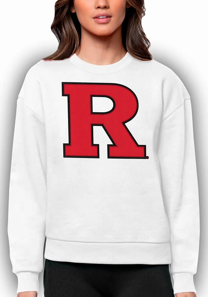 Womens Rutgers Scarlet Knights Antigua Full Front Victory Crew Sweatshirt