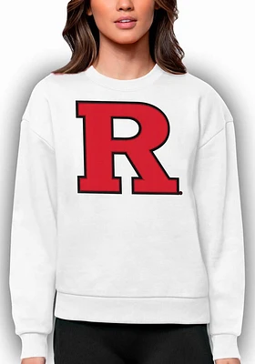 Womens Rutgers Scarlet Knights Antigua Full Front Victory Crew Sweatshirt
