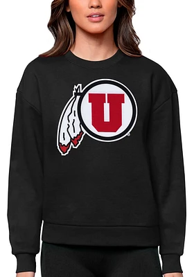 Antigua Utah Utes Womens Black Full Front Victory Crew Sweatshirt