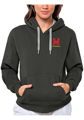 Womens Maryland Terrapins Charcoal Antigua Victory Hooded Sweatshirt