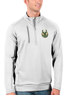 Antigua Milwaukee Bucks Mens Generation Long Sleeve Qtr Zip Pullover