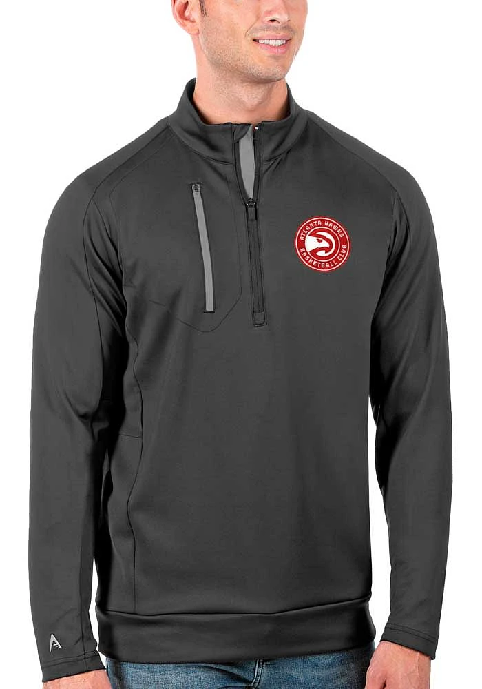 Antigua Atlanta Hawks Mens Grey Generation Long Sleeve Qtr Zip Pullover