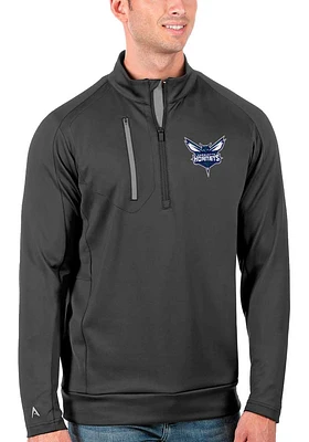 Antigua Charlotte Hornets Mens Grey Generation Long Sleeve Qtr Zip Pullover