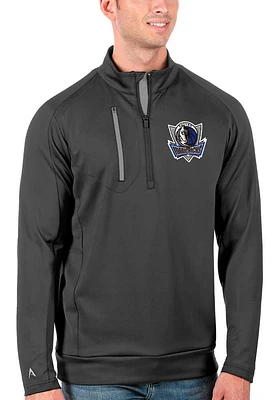 Antigua Dallas Mavericks Mens Grey Generation Long Sleeve Qtr Zip Pullover