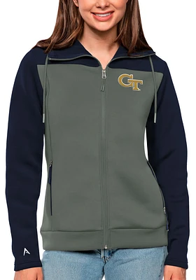 Antigua GA Tech Yellow Jackets Womens Navy Blue Protect Medium Weight Jacket