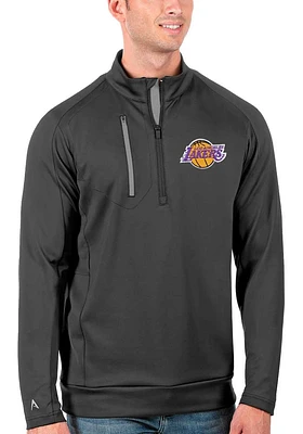Antigua Los Angeles Lakers Mens Grey Generation Long Sleeve Qtr Zip Pullover