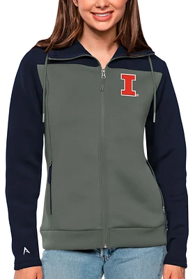 Womens Illinois Fighting Illini Navy Blue Antigua Protect Medium Weight Jacket