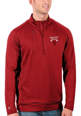 Antigua Chicago Bulls Mens Red Generation Long Sleeve Qtr Zip Pullover