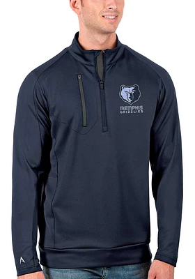 Antigua Memphis Grizzlies Mens Navy Blue Generation Long Sleeve Qtr Zip Pullover