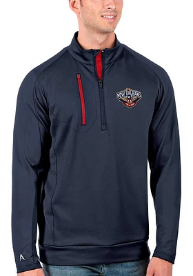 Antigua New Orleans Pelicans Mens Navy Blue Generation Long Sleeve Qtr Zip Pullover